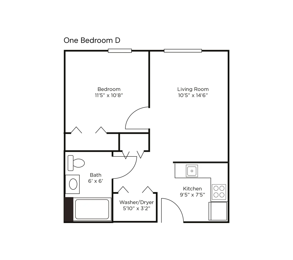 One Bedroom D floor plan
