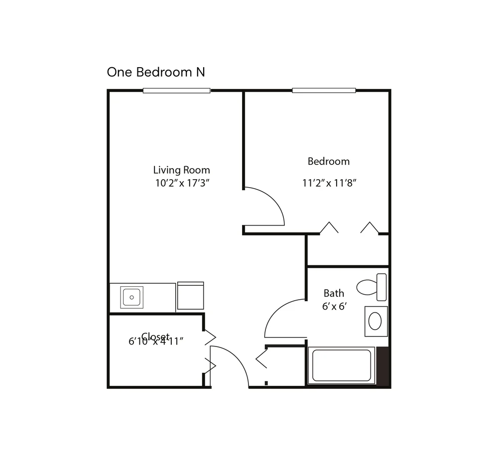 One Bedroom N floor plan