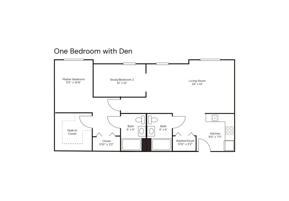 One Bedroom with Den floor plan
